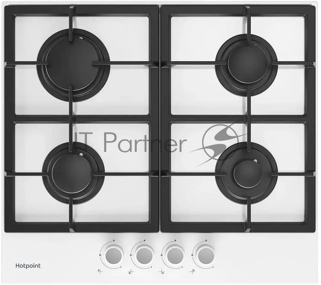 Газовая варочная поверхность Hotpoint HG 61F/WH, 4 конфорки, закаленное стекло, 7400 Вт