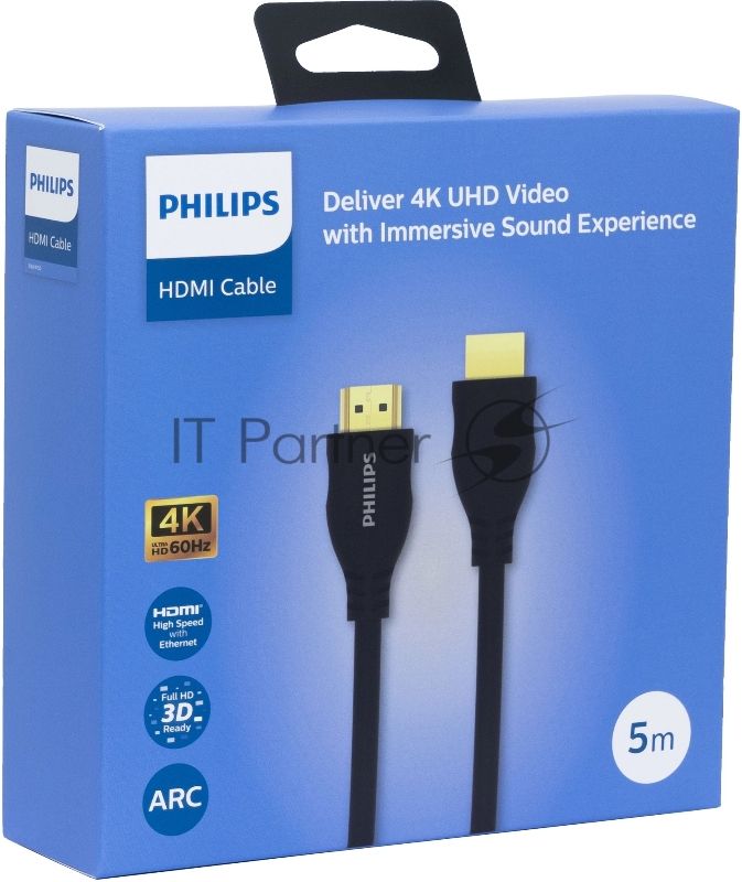 Кабель аудио-видео Philips 4K 60Гц Ultra HD HDMI (m)/HDMI (m) 5м. позолоч.конт. черный