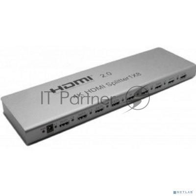 Разветвитель Orient HSP0108H-2.0, HDMI 4K Splitter 1->8, HDMI 2.0/3D, UHDTV 4K/ 60Hz (3840x2160)/HDTV1080p, HDCP2.2, EDID управление, RS232 порт, IR в