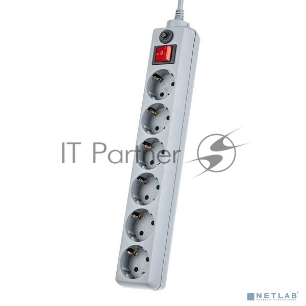Сетевой фильтр Perfeo "POWER+", PF_A4673 (3,0 м, 6 розеток, серый (PF-PP-6/3,0-G))