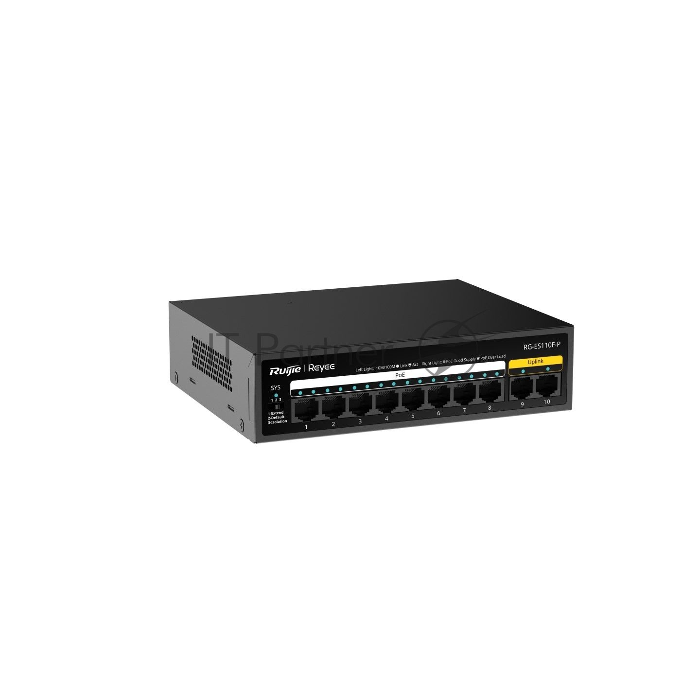 Коммутатор Ruijie Reyee RG-ES110F-P, 8×100 Мбит/с PoE + 2×100 Мбит/с, неуправляемый
