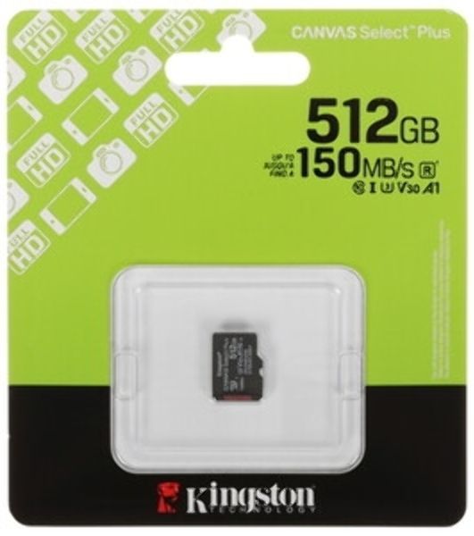 Флеш карта microSDXC 512Gb Kingston SDCS3/512GbSP Canvas Select Plus w/o adapter