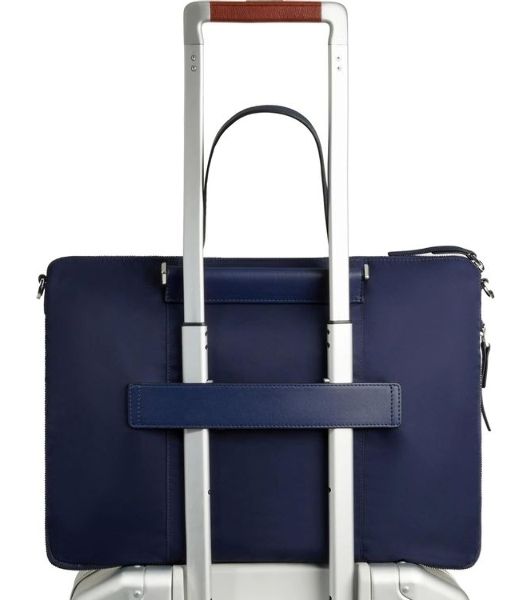 Деловая сумка женская Piquadro Lyra CA4021W92T/BLU с отделением для ноутбука 15.6" темно-синяя нейлон/натур.кожа