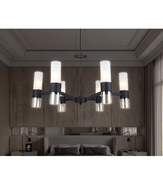 Люстра Ambrella light LH55104/6 BK/FR/TI черный/белый матовый/янтарь E14*6 max 40W D650*1080