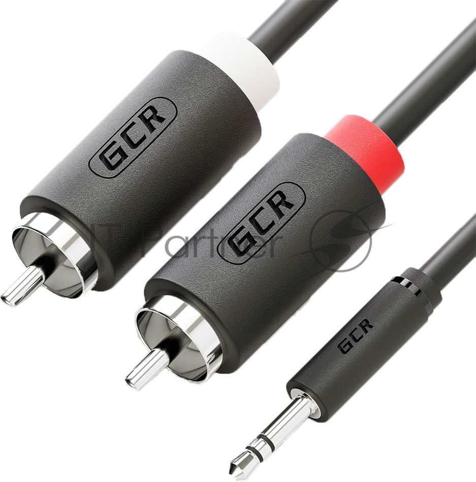 Кабель-переходник Greenconnect аудио 1.0m jack 3,5mm - 2 х RCA , черный, M/M