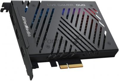 Карта видеозахвата Avermedia Live Gamer DUO, PCI-Express x4 Gen 2, 2xHDMI, 2160p60 HDR, (GC573), RTL