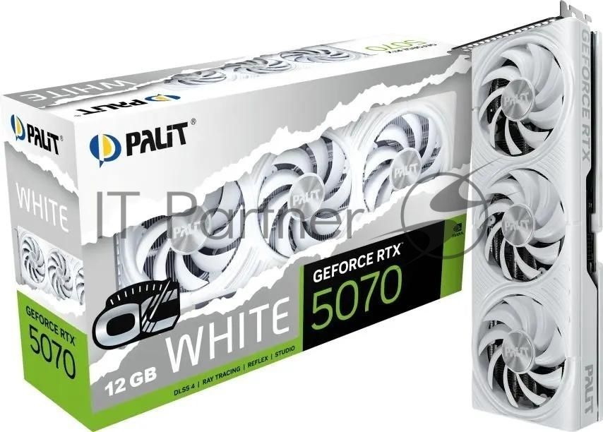 Видеокарта Palit GeForce RTX 5070 WHITE OC, 12 GB GDDR7, 192 bit, 3xDisplayPort, HDMI, GPU 2325 MHz