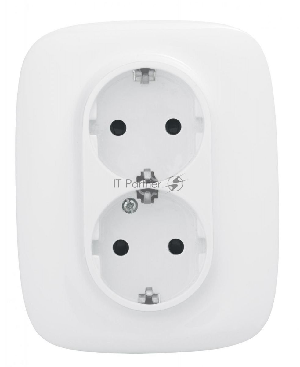 Силовая розетка двойная Valena ALLURE 2х2К+З 16А 250В с лицевой панелью. С защитными шторками. Безвинтовые зажимы. Белая Valena ALLURE.