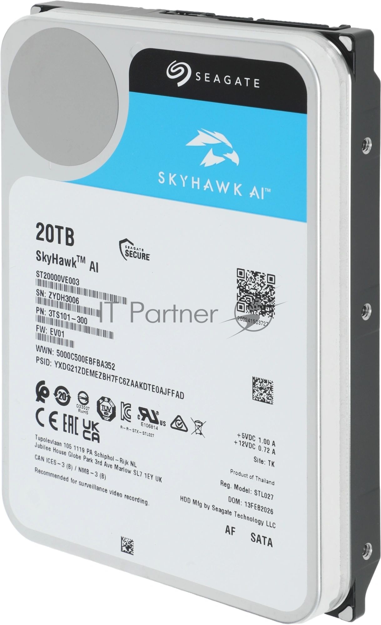 Жесткий диск HDD Seagate SkyHawk AI 20Tb 7200rpm SATA 512Mb 3.5"