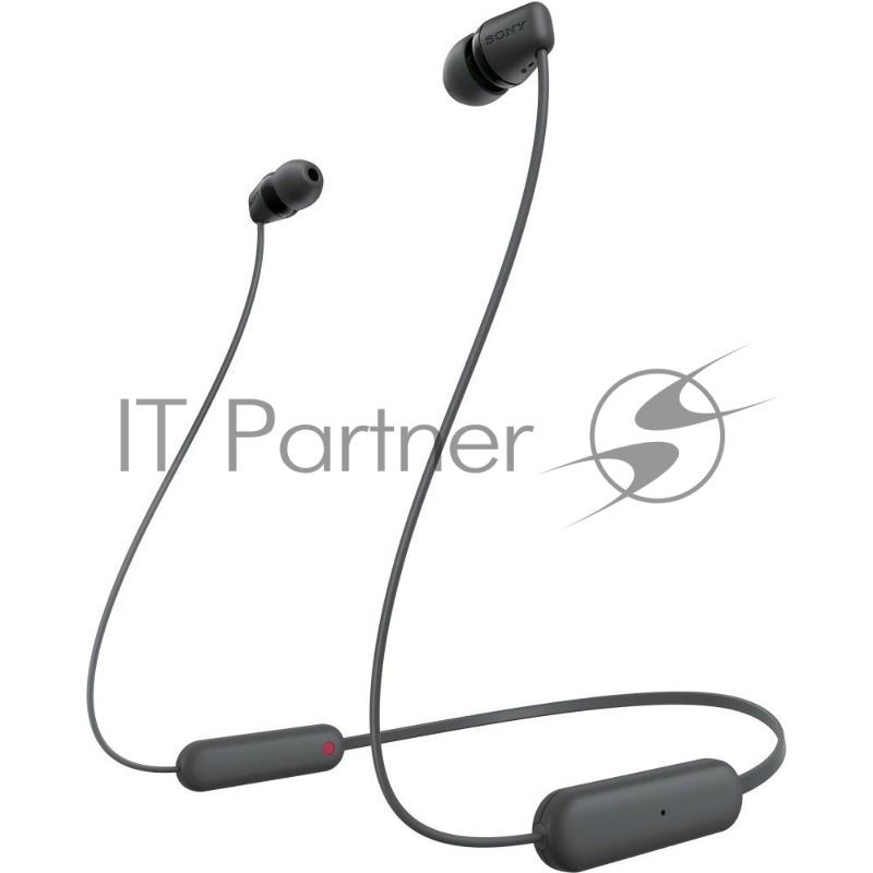 Гарнитура вкладыши Sony WI-C100 черный беспроводные bluetooth шейный обод
