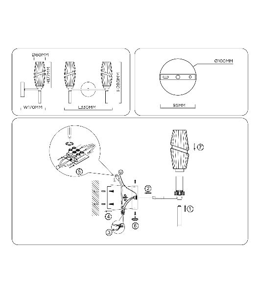 Настенный светильник Ambrella light LH55206/2 BS/CL латунь/прозрачный E14*2 max 40W 330*170*280