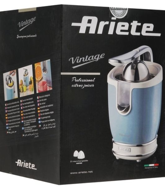 Соковыжималка Ariete 0413/05 Vintage голубой, цитрусовая, 85 Вт, 600 мл, механическое