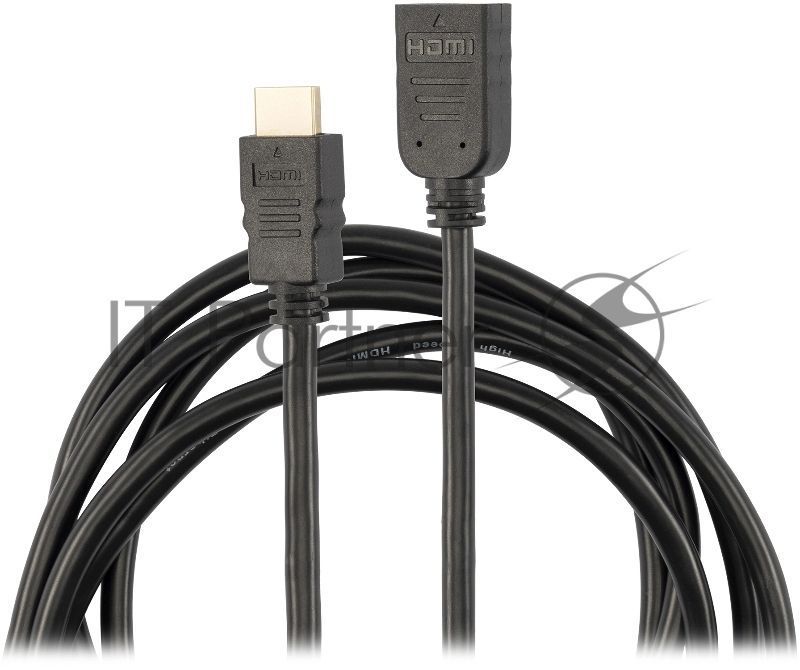 Кабель-удлинитель аудио-видео Buro HDMI (m)/HDMI (f) 1.5м. позолоч.конт. черный