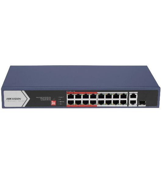Коммутатор Hikvision DS-3E0318P-E/M(C), 16×100 Мбит/с PoE + 1×1 Гбит/с RJ45 + 1×1 Гбит/с Combo (RJ45/SFP), неуправляемый