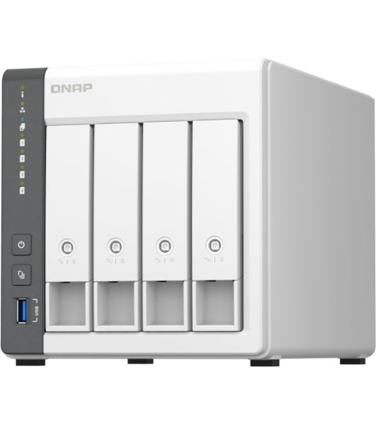 Сетевое хранилище SMB QNAP TS-433-4G NAS 4 HDD trays. ARM 4-core Cortex-A55 2.0GHz, ram 4 Gb (max), 1x1GbE, 1x2.5GbE, 2xUSB 2.0 port,1xUSB 3.2 Gen 1