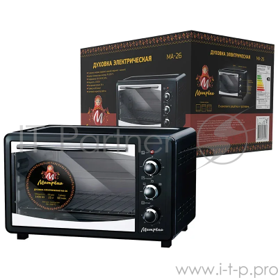 Мини-печь Матрена МА-26 черная (25л, 1400 Вт,, таймер)