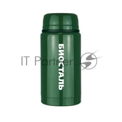 Термос "БИОСТАЛЬ-ОХОТА" с широкой горловиной, суповой, с ложкой, "ЗЕЛЕНЫЙ КЕДР", 0.75