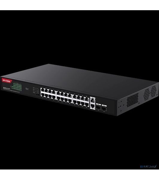 Коммутатор неуправляемый IP-COM G1128P-24-410W PoE, 28 портов, 26x1 Гбит/с, SFP 2x1 Гбит/с, PoE 24x30 Вт (до 370 Вт)