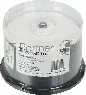 Диск DVD-R Verbatim 4.7Gb 16x Cake Box (50шт) Printable (43755) Диск DVD-R Verbatim 4.7Gb 16x Cake Box (50шт) Printable (43755)