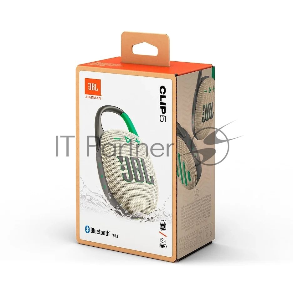 Колонка портативная JBL Clip 5 песочный 7W Mono BT 10м 1400mAh