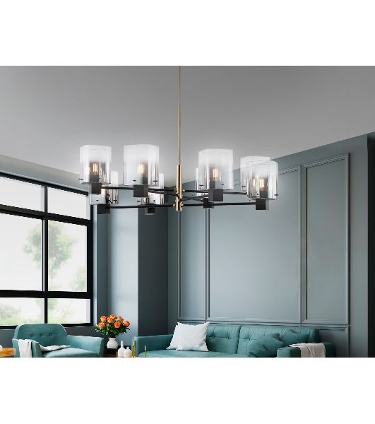 Люстра Ambrella light LH57043/8 BK/DBS/SM черный/темная латунь/дымчатый E14/8 max 40W D830*710