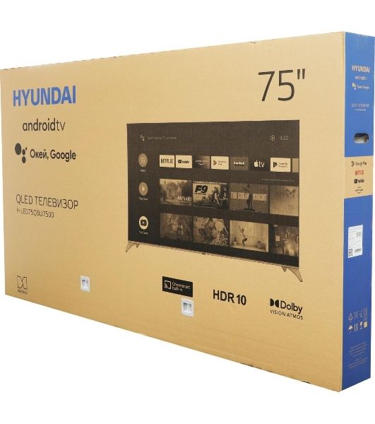 Телевизор Hyundai 75" H-LED75QBU7500 черный/серебристый QLED UHD 60Hz Android TV