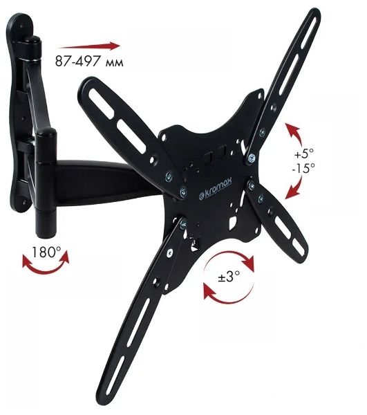 Кронштейн для телевизора Kromax TECHNO-5 серый 15"-55" макс.35кг настенный поворот и наклон