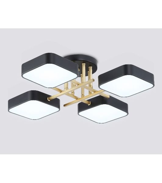Люстра светодиодная на штанге Ambrella light FL516343/4 BK/GD черный/золото 72W 3000-6000K 550*550*150 (без ПДУ)