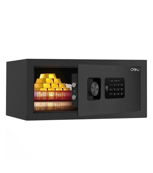 Сейф Deli ET531 200x 420x 370 мм, ключевой/кодовый электронный, черный