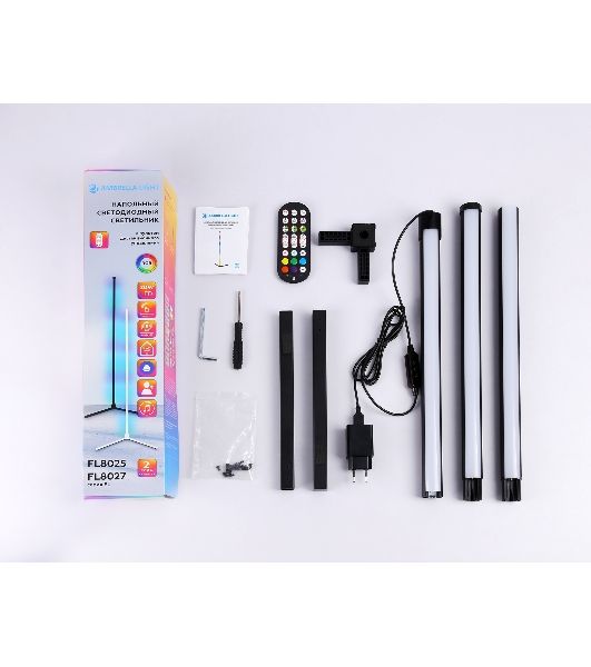 Светильник Ambrella light FL8022 BK черный LED 15W RGB D32*1250 (ПДУ РАДИО 2.4G)