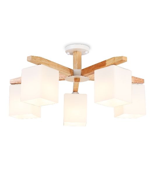 Светильник Ambrella light TR83118/5 WH/LW белый/светлое дерево E27/5 max 40W D700*325