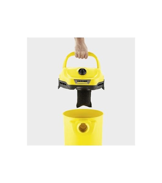 Строительный пылесос Karcher WD 2 Plus V-12/4/18 желтый, 1000 Вт, уборка сухая/сбор воды, пылесборник мешок/контейнер, 12 л