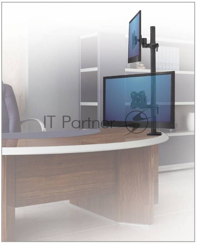 Настольное наклонно-поворотное крепление Kromax OFFICE-5, для 2-х LCD мониторов 13"-32", 5 ст. свободы, 3D вращение, VESA 75/100, max 2х6 кг GREY
