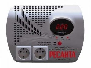 Стабилизаторы напряжения Ресанта АСН-1 000 Н2/1-Ц 63/6/13 Стабилизатор {2 роз, 220В±8%, Габариты 260х200х110, Вес 3,7кг}