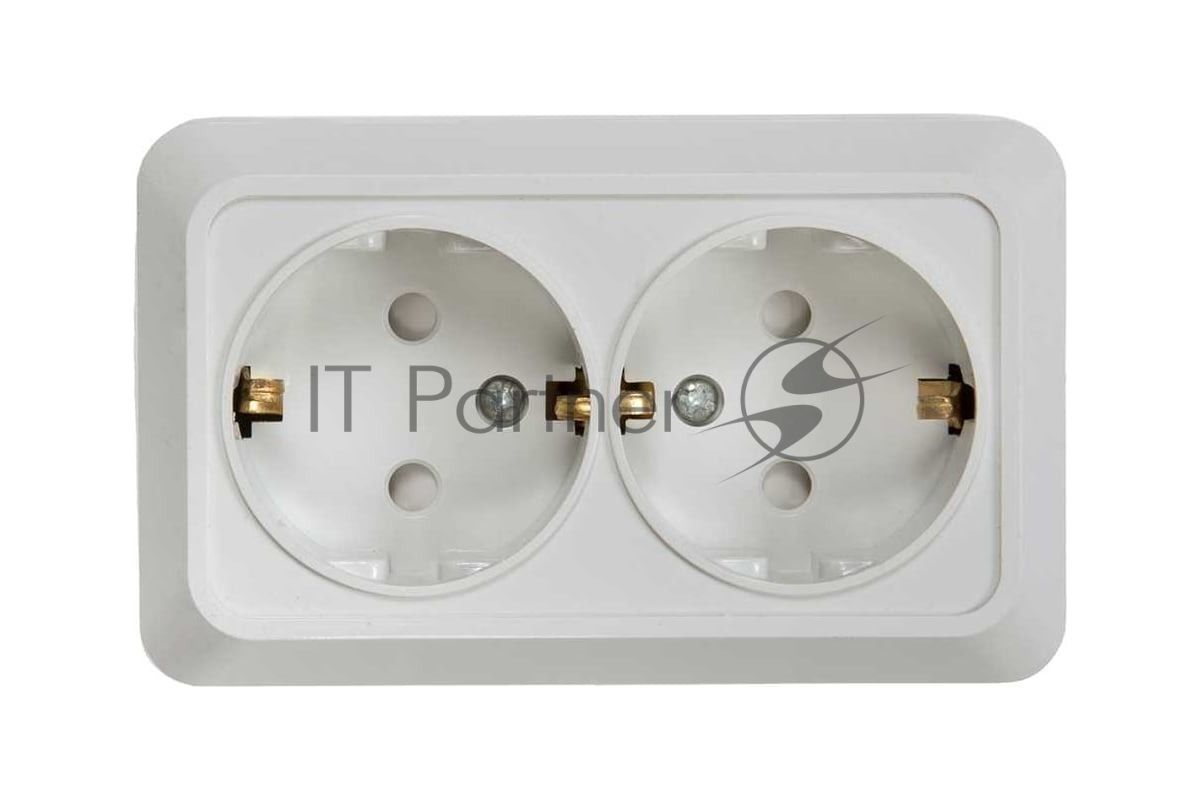 Розетка 2-м BOLLETO защ. шторки с заземл. накл. 7128х белый ASD/IN HOME 4690612000961