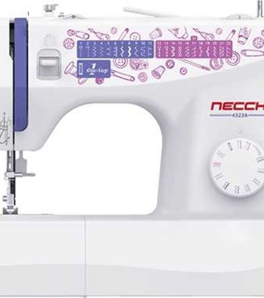 Швейная машина Necchi 4323 А белый, электромеханическая, вертикальный качающийся, 23 операции, автоматическая петля