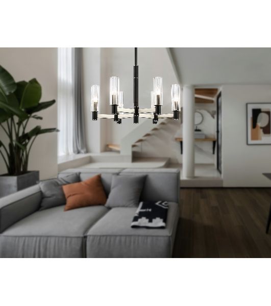 Люстра Ambrella light LH55501/6 SN/BK/CL сатин никель/черный/прозрачный E14*6 max 40W D570*760