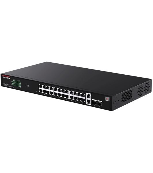 Коммутатор Web smart IP-COM G2228P-24-410W с 26 гигабитными портами и 2 SFP-портоми, PoE 24х30Вт (до 370Вт)