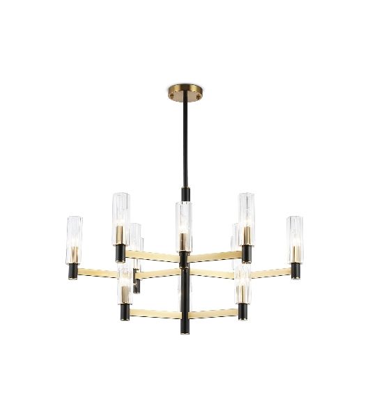 Люстра Ambrella light LH55515/12 BK/BS/CL черный/латунь/прозрачный E14*12 max 40W D860*905