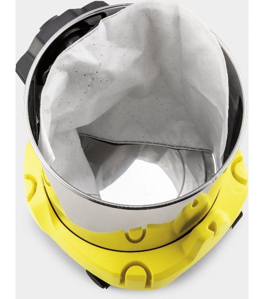 Строительный пылесос Karcher WD 3 S V-17/4/20 желтый, 1000 Вт, уборка сухая/сбор воды, пылесборник мешок/контейнер, 17 л