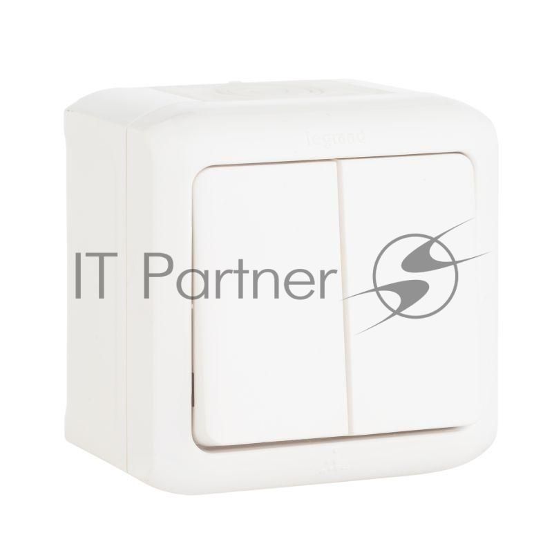 Выключатель 10A 2кл., IP44, бел. Quteo