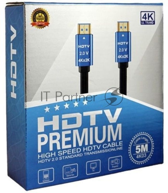Кабель аудио-видео Premier 11243 HDMI (m)/HDMI (m) 5м. позолоч.конт. черный