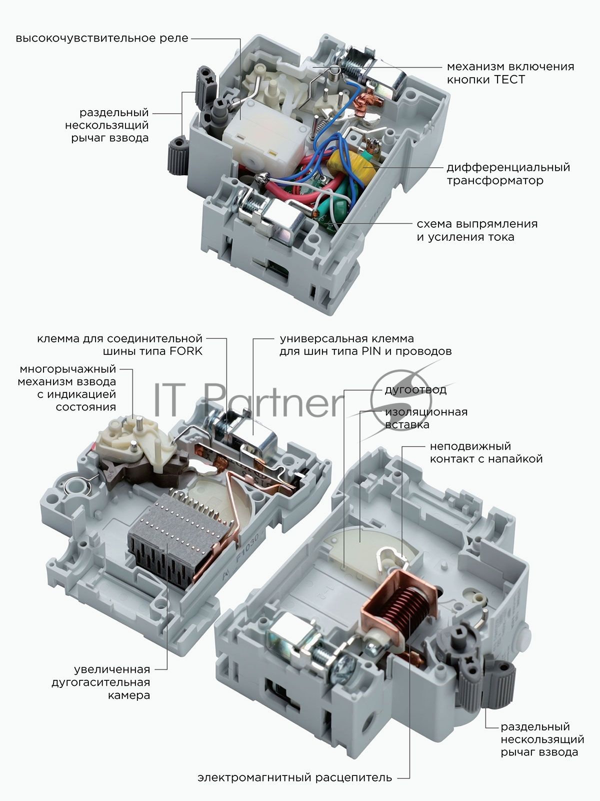 Автоматический выключатель дифференциального тока Гарнизон RCBO-50-2-50-4.5- C-100-S, АД-50 (селективный) 1P+N 50А/100мА, 4.5кА (C, тип АС)