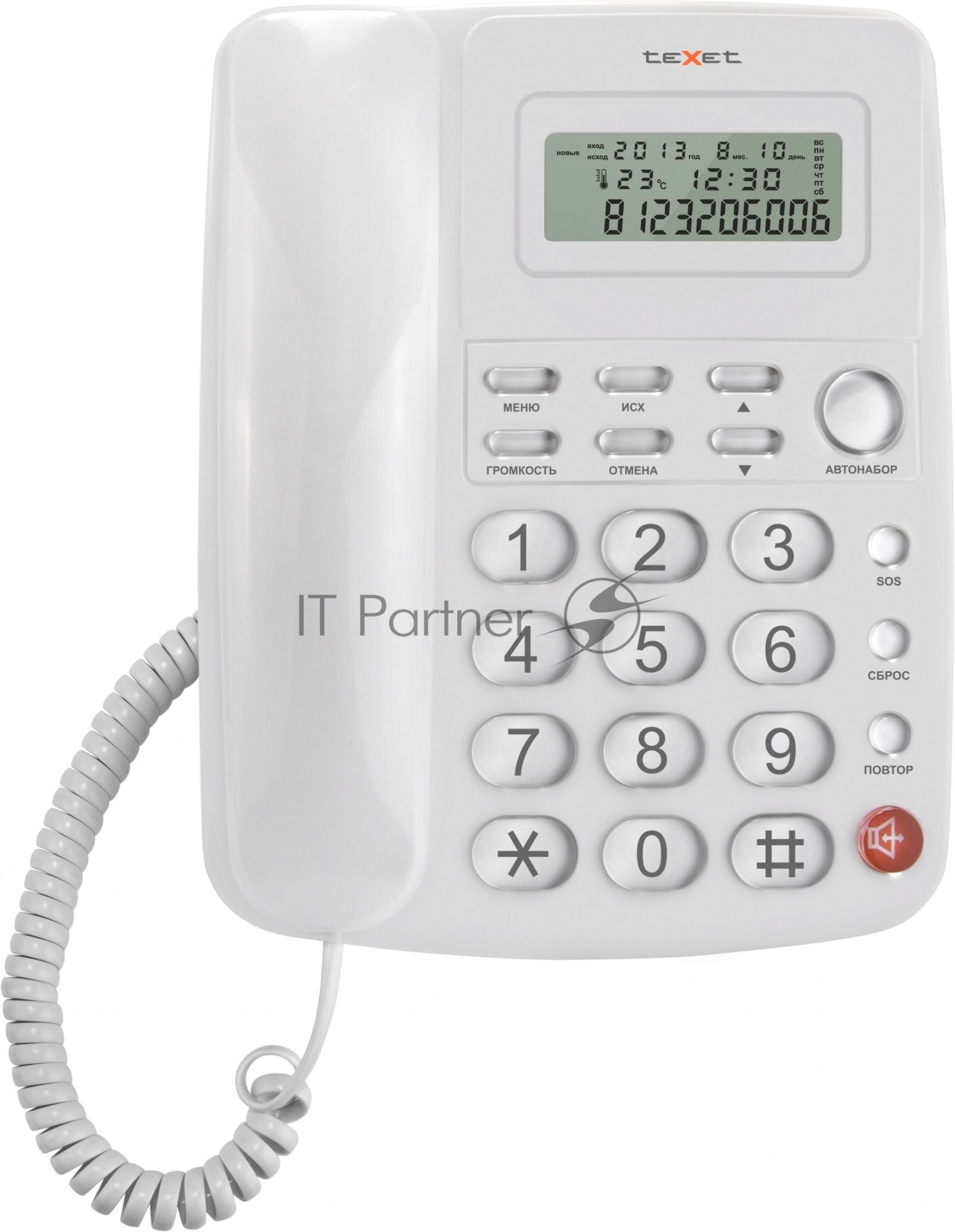 Телефон проводной teXet TX-250 белый