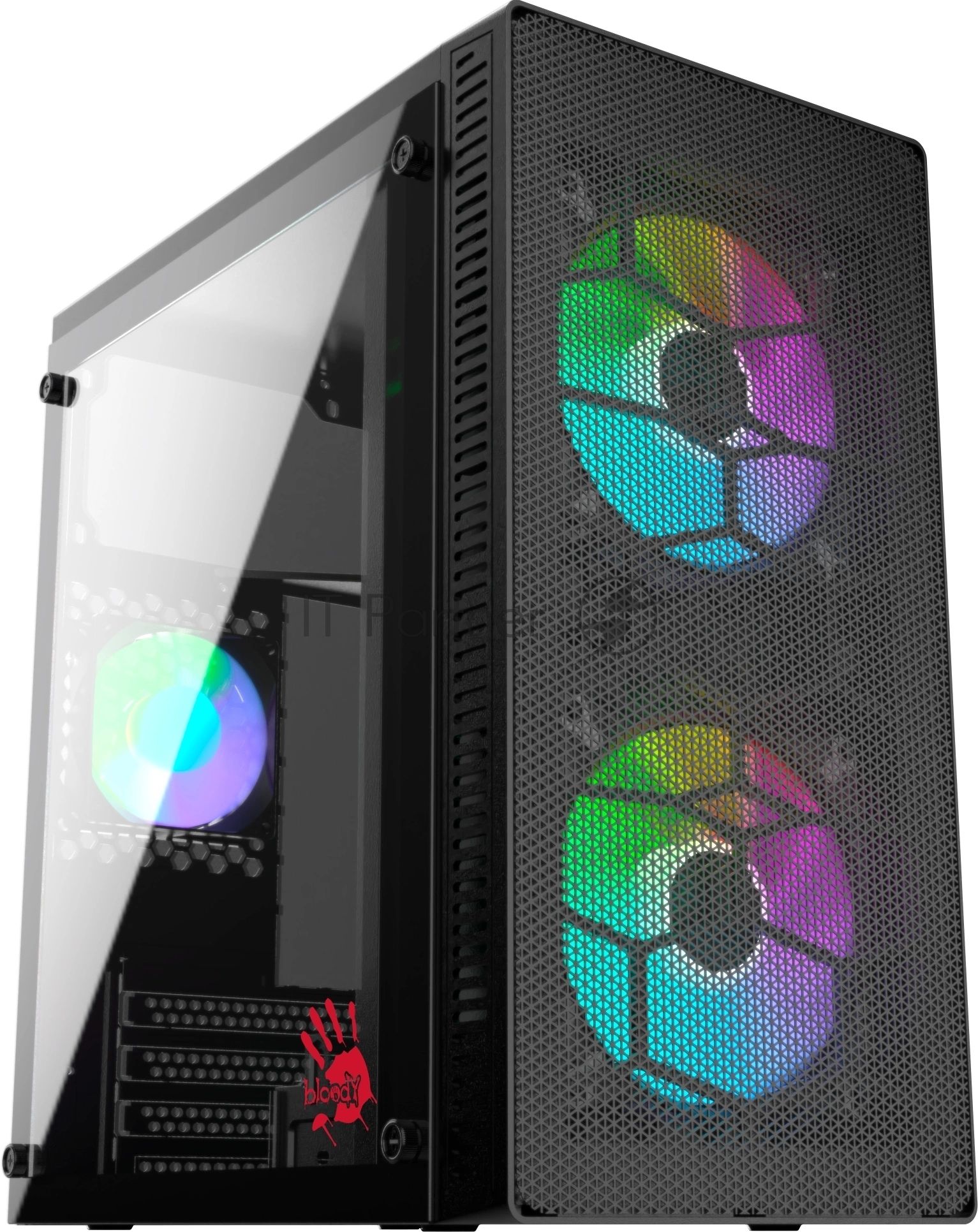 Компьютерный корпус Bloody BD-CC101 черный без БП mATX 1x80мм 1x92мм 2x120мм 2xUSB 2.0 1xUSB 3.0 audio