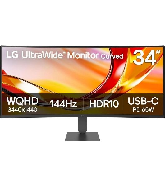 Монитор 34" LG UltraWide 34U640B-B VA 3440x1440, 144 Гц, 5 мс, 21:9, 300 кд/м², 2xHDMI 2.0, 1xDP 1.4, изогнутый экран (1800R), черный