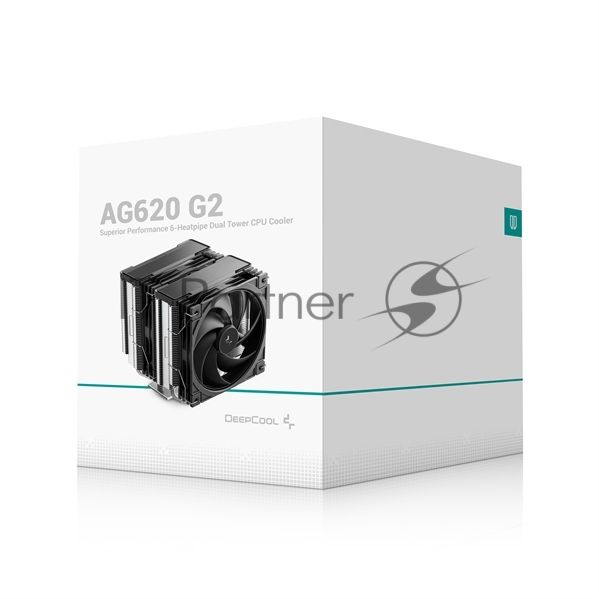 Кулер для процессора DEEPCOOL AG620 G2 LGA1954/1851/1700/AM5/AM4 (9шт/кор, TDP 270W, PWM, DUAL Black Fan 120mm, 6 тепл. трубок, черный) RET