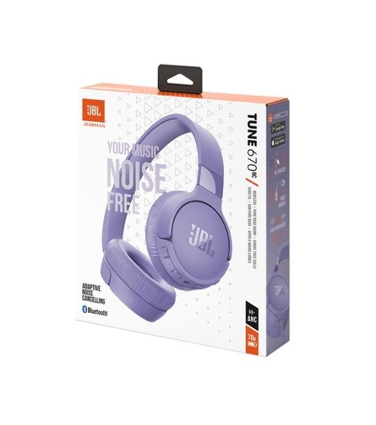 Беспроводные/проводные наушники JBL Tune 670NC фиолетовый, накладные, Bluetooth + проводной, активное шумоподавление
