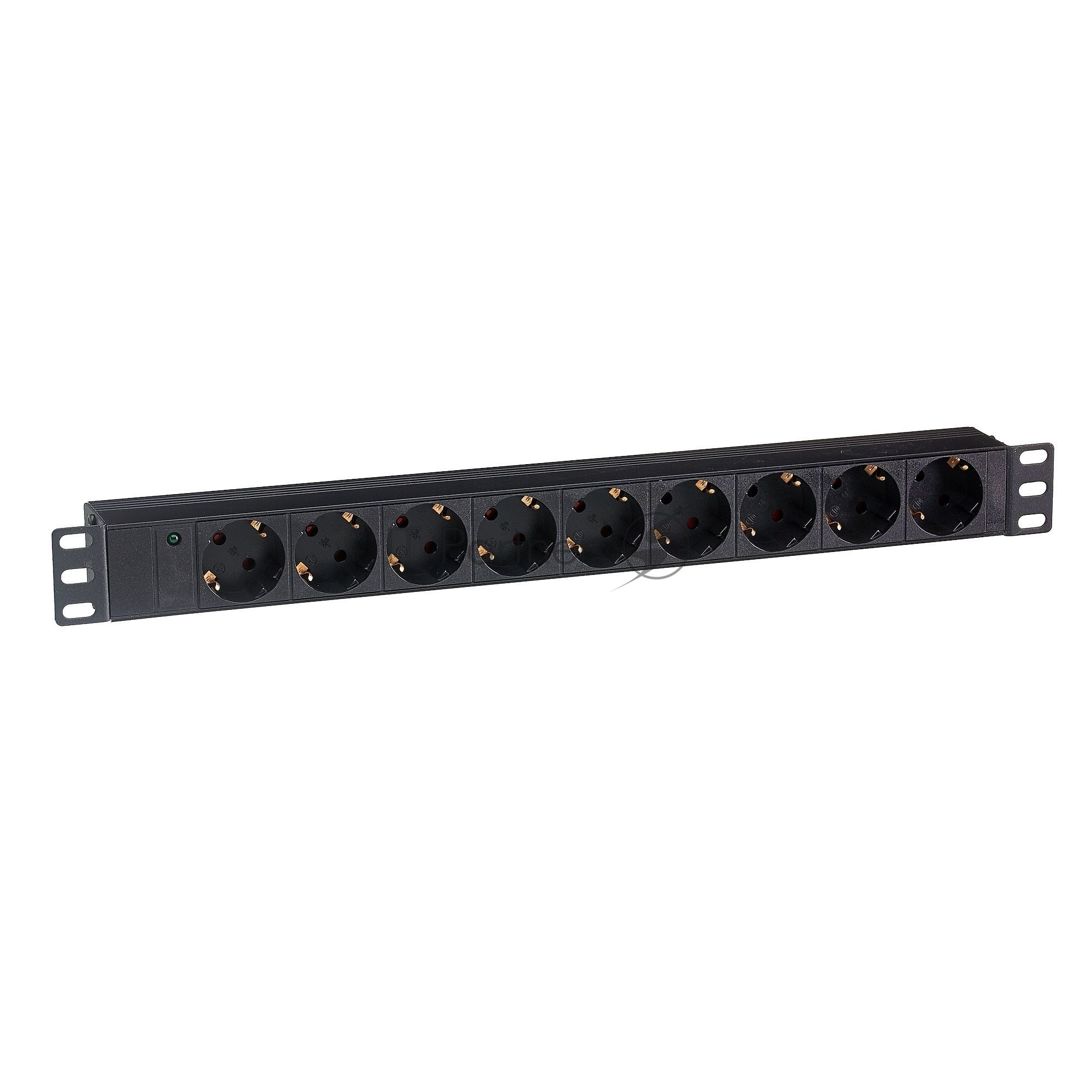 Блок розеток горизонтальный ExeGate ServerPro PDU-19H901 Al-9S-C14, 19", 1U, Алюминий, 9 Schuko, С14, черный