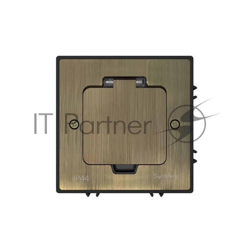 MultiDesk Лючок с розеткой 2К+З, 16А/250В, IP44 с монтажной коробкой для бетонных полов Античная латунь, тип MDK21 | MDK21202BC | SE